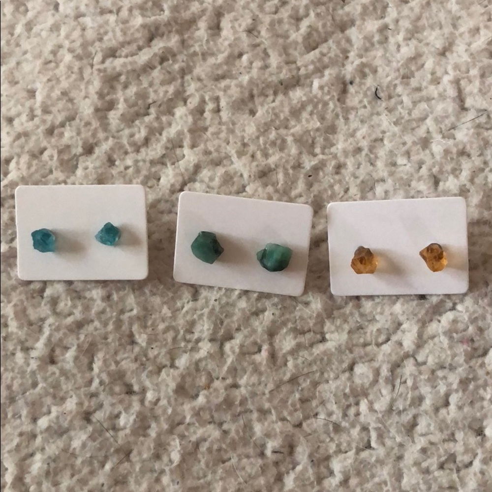 Raw cut stone earrings!!